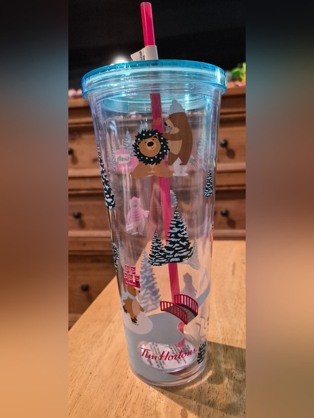 Tim Hortons 2025 Holiday Winter Bear 24oz Cold Tumbler New